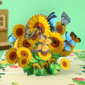 1pc Sunflowers Pop Up Card Handmade 3D Greeting Card Gift For Girl Woman Boss Best Friends; Birthday; Mothers Day; Valentines Day; Anniversary; Includ