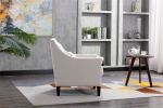 accent armchair living room chair with nailheads and solid wood legs Beige Linen