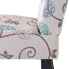 Upholstered Accent Armless Living Room Chair Set of 2 (Beige/Floral)