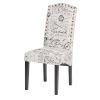 Dining Script Fabric Accent Chair with Solid Wood Legs; Set of 2