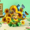 1pc Sunflowers Pop Up Card Handmade 3D Greeting Card Gift For Girl Woman Boss Best Friends; Birthday; Mothers Day; Valentines Day; Anniversary; Includ