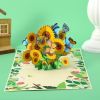 1pc Sunflowers Pop Up Card Handmade 3D Greeting Card Gift For Girl Woman Boss Best Friends; Birthday; Mothers Day; Valentines Day; Anniversary; Includ