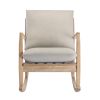 Solid Wood Rocking Chair; Linen Fabric Upholstered Comfy Accent Chair for Porch; Garden Patio; Balcony; Living Room and Bedroom; Beige