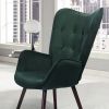 Modern Wingback Accent Armchair Living Room Tufted Velvet Upholstery; DARK GREEN