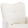 [EAT 3.3]Modern Teddy Short Plush Particle Armchair; Accent Chair with Golden Metal Legs and High Back for Living Room; Lounge; White