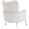 [EAT 3.3]Modern Teddy Short Plush Particle Armchair; Accent Chair with Golden Metal Legs and High Back for Living Room; Lounge; White