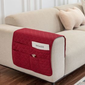 With Storage Pocket Sofa Hand Towel Magazine Management Bag (Option: Waterproof wine red)