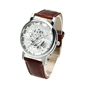 Men's Fashion Hollow Belt Watch (Option: Silver brown)