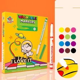 Children's Watercolor Pen Set Skin Friendly And Washable Color Pen (Option: 12pcs long model)