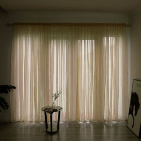 Simple And Modern Balcony Solid Color Gauze Curtain (Option: Beige-3x2.7Hook)