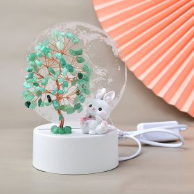 Natural Crystal Crushed Copper Wire Fortune Tree Table Lamp Decorative Ornaments (Option: Green Dongling-220V US)