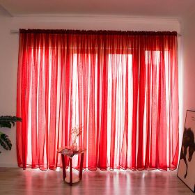 Simple And Modern Balcony Solid Color Gauze Curtain (Option: Red-2x2.7Hook)