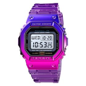 Transparent Belt Sports Watch Female (Option: Plating purple)