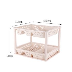 Double Layer Drainage Kitchen Storage Rack (Option: Khaki-Double layer)