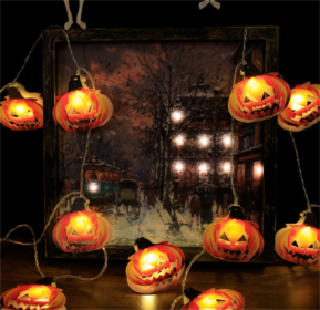 Halloween Battery Remote Control USB LED String Lights (Option: New pumpkin-6meters 40lights white)