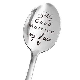 Valentine's Day Gift Engraved Stainless Steel Long-handled Spoon (Option: 8 Style)