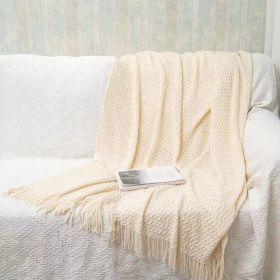 Office Thickened Warm Woven Shawl Blanket (Option: Beige-130x200cm)