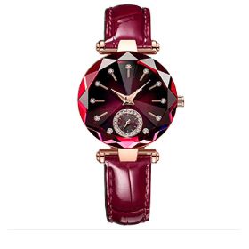 Women's Fashion Vintage Quartz Watch (Option: Jujube red)