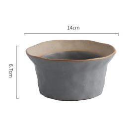 Household Coarse Pottery Retro Rice Bowl (Option: Grey bowl)