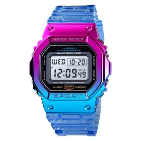 Transparent Belt Sports Watch Female (Option: Plating blue)