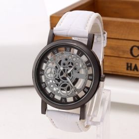 Men's Fashion Hollow Belt Watch (Option: Gun white)