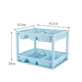 Double Layer Drainage Kitchen Storage Rack (Option: Blue-Double layer)