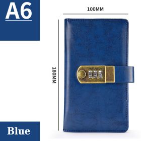 A5 Password Lock Diary Business Office Creative (Option: Blue-Small)