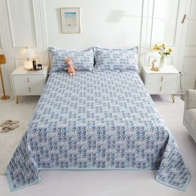 New Cotton Bed Cover Three-piece Set (Option: Plaid Blue-Three piece set 230x250cm)