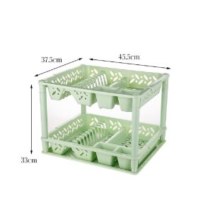 Double Layer Drainage Kitchen Storage Rack (Option: Green-Double layer)