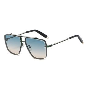 Twin-beam Metal Sunglasses For Men (Option: Green and silver frame c4)