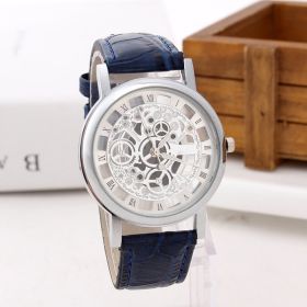 Men's Fashion Hollow Belt Watch (Option: Silver blue)