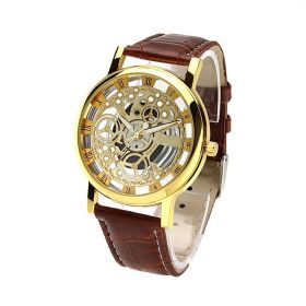 Men's Fashion Hollow Belt Watch (Option: Gold brown)