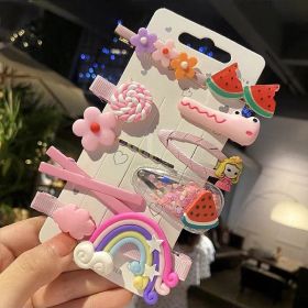 Children's Fashion Side Bangs Hair Clip (Option: Pink Alligator Rainbow 10PCS)