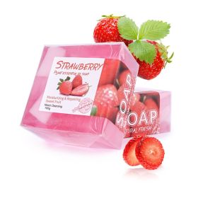 Natural Handmade Goat's Milk Silk Cleansing Soap Cleansing Bath (Option: Strawberry-English Tags)