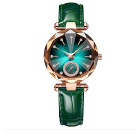 Women's Fashion Vintage Quartz Watch (Option: Dark green)