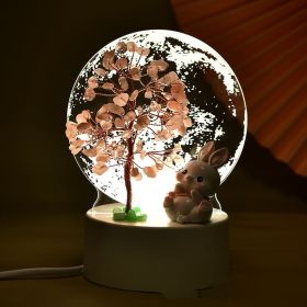 Natural Crystal Crushed Copper Wire Fortune Tree Table Lamp Decorative Ornaments (Option: Pink Crystal-220V US)