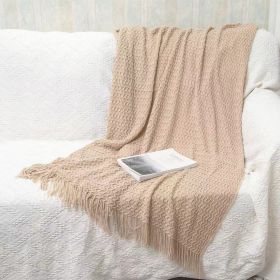 Office Thickened Warm Woven Shawl Blanket (Option: Khaki-130x200cm)