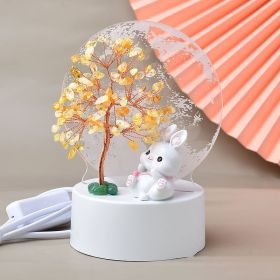 Natural Crystal Crushed Copper Wire Fortune Tree Table Lamp Decorative Ornaments (Option: Citrine-220V US)