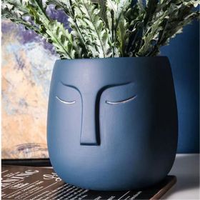 Nordic Abstract Figure Flower Pot Home Decoration Living Room Vase (Option: Dark Blue-16.5x16.5cm)