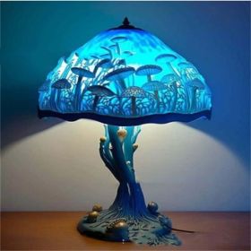 Colored Glass Plant Series Desk Lamp (Option: Sea mushroom lamp-Acrylic graphic design)