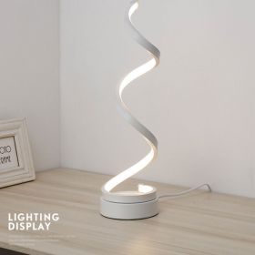 Nordic Style Acrylic Decorative Lamp LED Spiral Table Lamp Simple Modern Personality Art Net Red Table Lamp (Color: White)