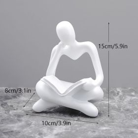 NORTHEUINS Reading Man Resin Figurine for Study Room Desktop Abstract Thinker Figure Ornament Home Living Room Office Decoration (Color: White Left)