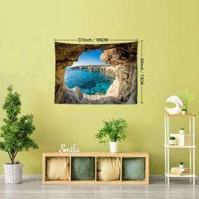 1pc Mountain Cave Seaside Landscape Tapestry Natural Scenery Bohemian Decoration; Free Installation Package Home Decor Living Room Bedroom Decoration (Color: Cave Seaside Scenery, size: (37x29inch))