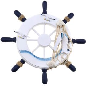 Two-color Crafts Rudder; Boat Wooden Steering Wheel Decor; Wall Decoration (Color: White Rudder)