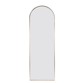 Full Length Wall Mirror - 65' x 22' Arched Free Standing Body Mirror ;  Metal Framed Large Floor Mirror for Bedroom;  Modern Stand Up / Leaning Mirror (Color: gold)