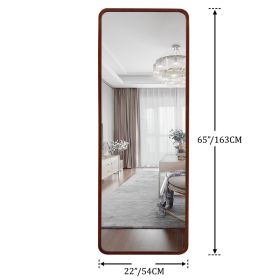 Mid-Century Modern Full Length Mirror;  64"x 21" (Color: Brown)