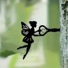 1pc Angel On Branch Steel Silhouette Metal Art Fairy Silhouette Ornament Wall Art Home Garden Yard Patio Outdoor Statue Stake Decoration Perfect For B