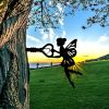 1pc Angel On Branch Steel Silhouette Metal Art Fairy Silhouette Ornament Wall Art Home Garden Yard Patio Outdoor Statue Stake Decoration Perfect For B