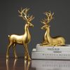 NORTHEUINS Resin Golden Couple Deer Figurines for Interior Nordic Animal Statue Official Sculptures Home Decoration Accessories