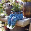 1pc Funny Indoor And Outdoor Flower Pots Resin Denim Pants Ornaments Creative Flower Pot Decoration Crafts Retro Garden Decoration